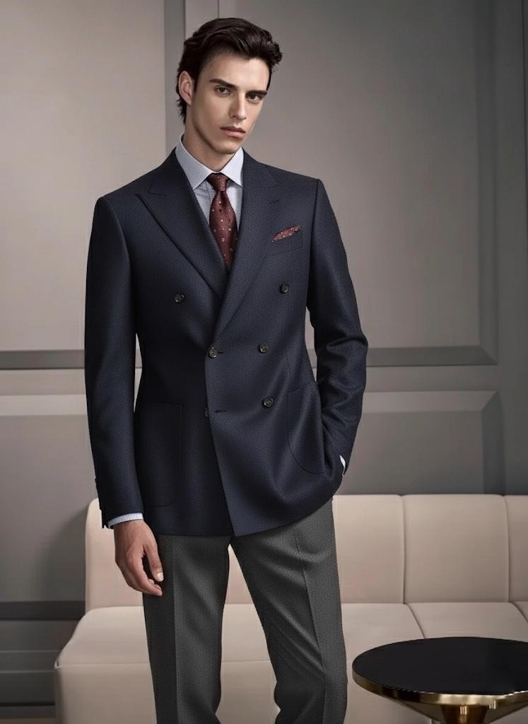blazer bleu marine pantalon gris